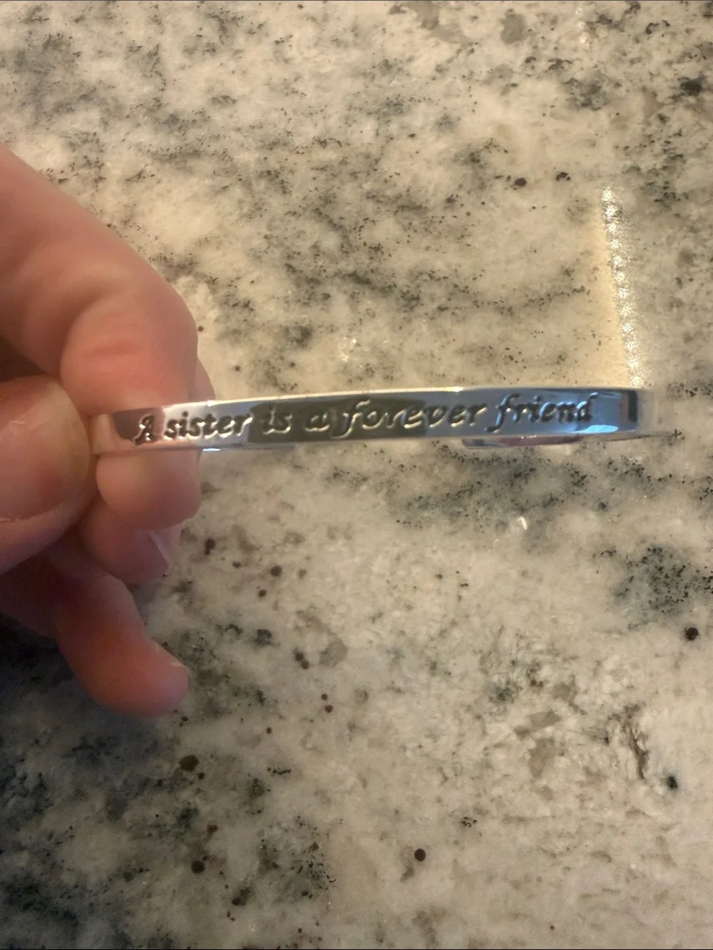 Silver 'A Sister Is A Forever Friend' Engraved Bangle Bracelet